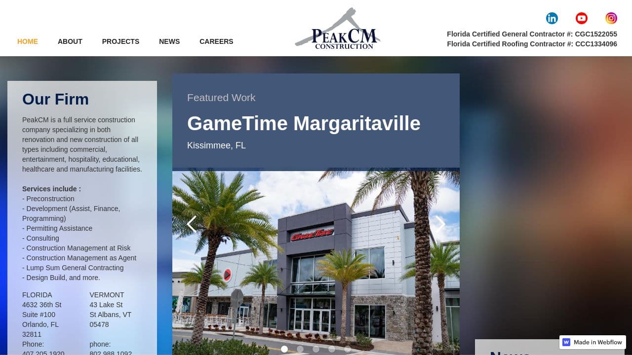 PeakCM website screenshot