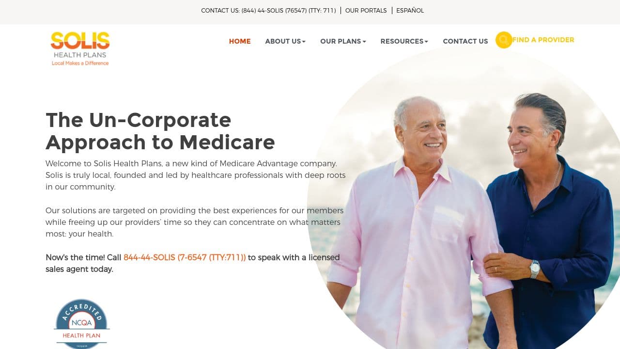Solis Health Plans website screenshot