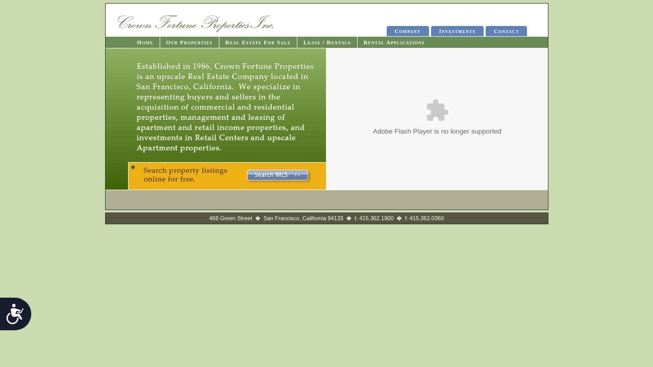 Crown Fortune Properties website screenshot