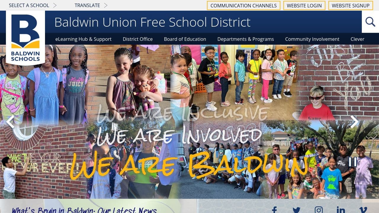Baldwin Union Free School District website screenshot