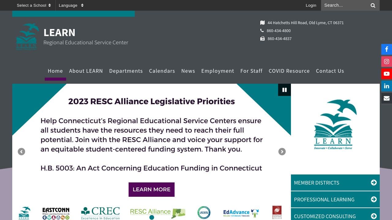 LEARN website screenshot