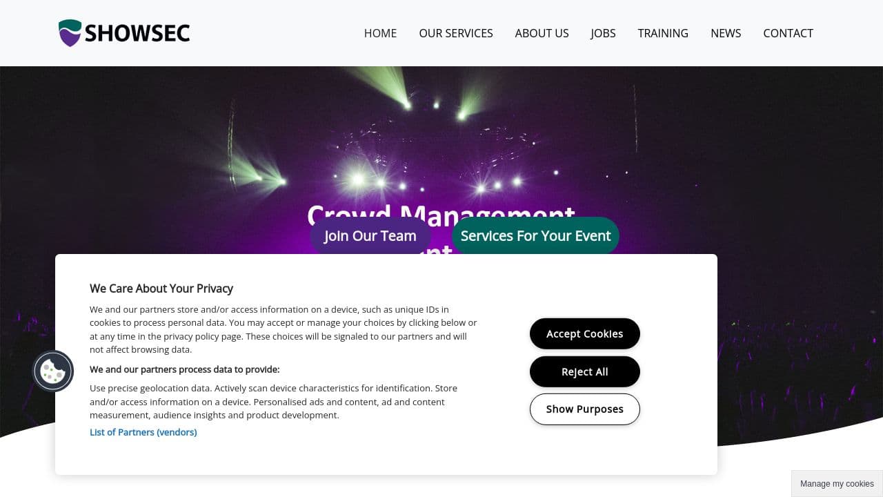 Showsec website screenshot