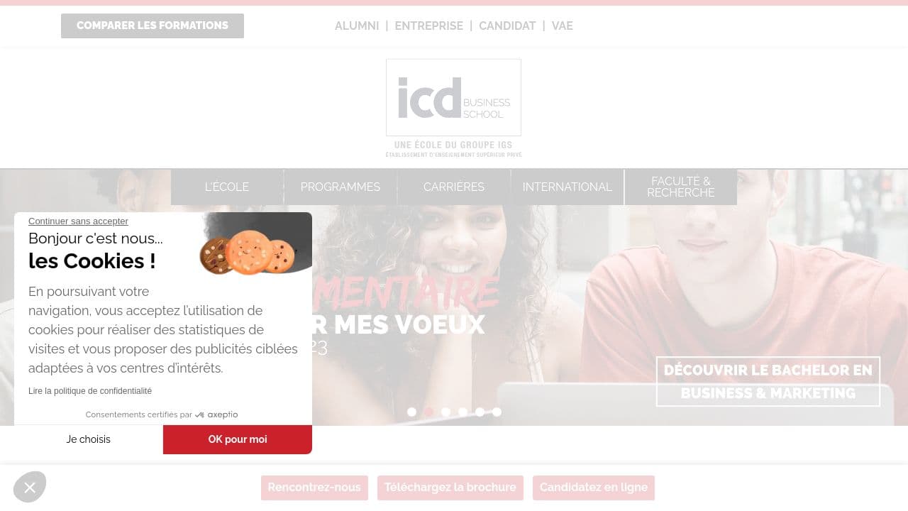 ICD Business School website screenshot