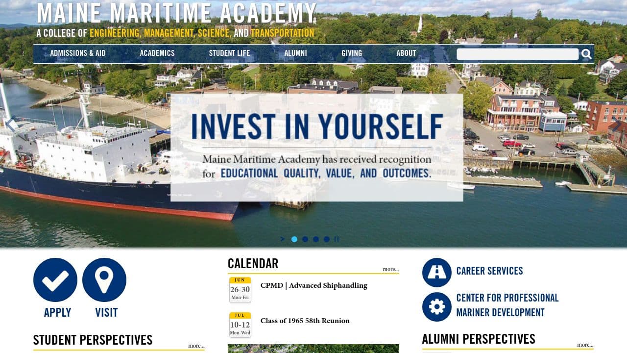 Maine Maritime Academy website screenshot