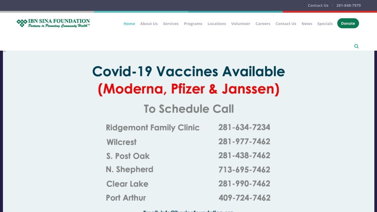 Ibn Sina Foundation website screenshot