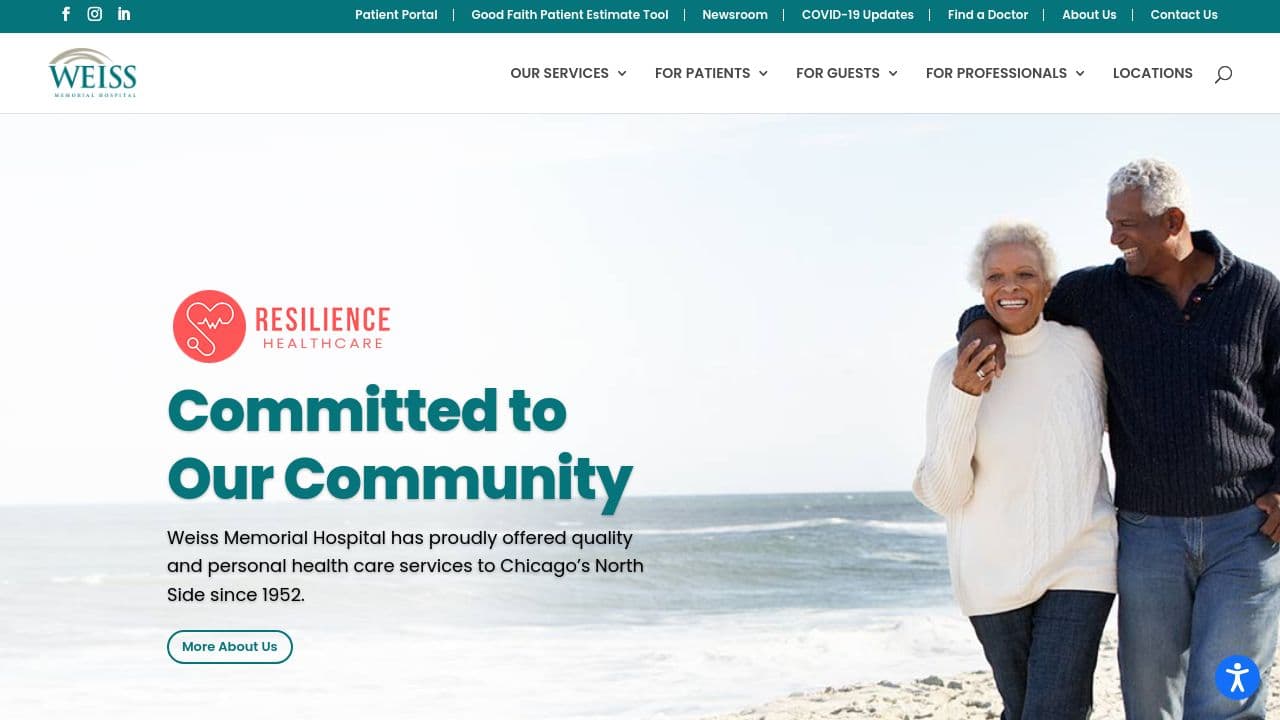 Weiss Memorial Hospital website screenshot