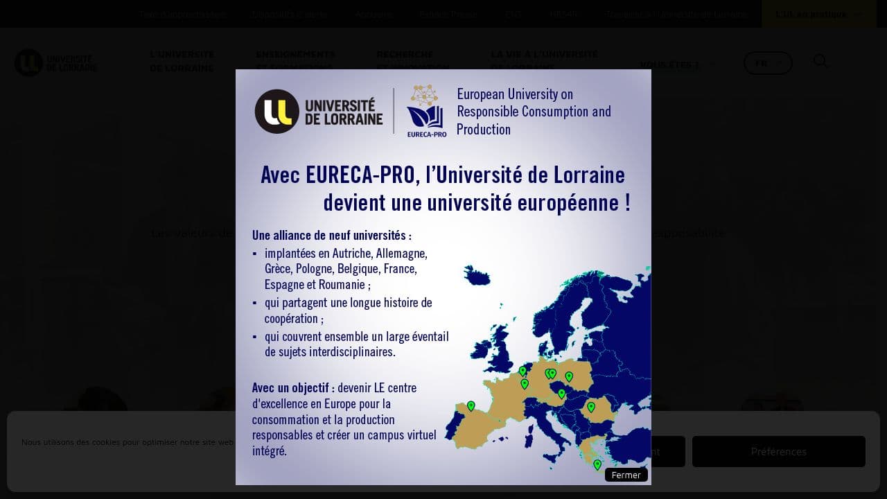 Universite de Lorraine website screenshot