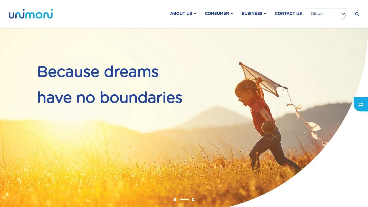 Unimoni website screenshot