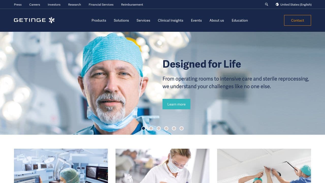 Maquet Getinge Group website screenshot