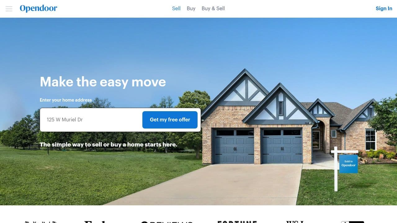 Opendoor website screenshot