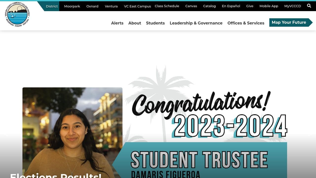 Ventura County Community College District website screenshot