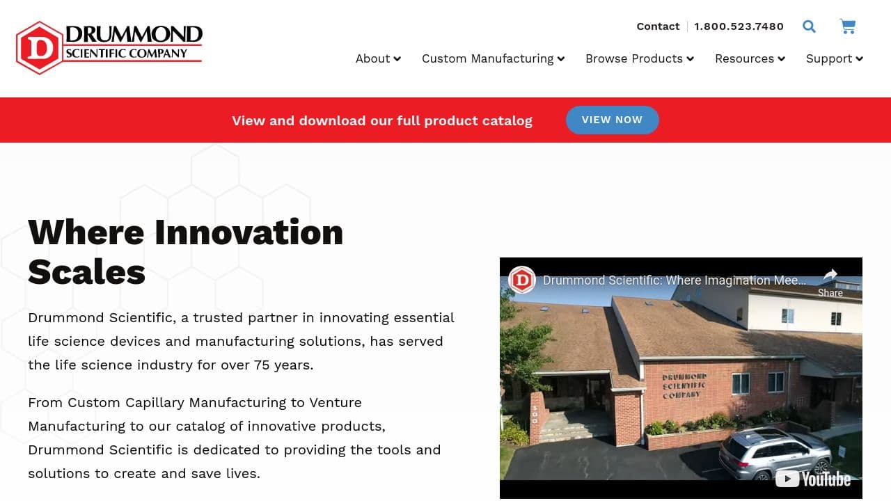 Drummond Scientific Company website screenshot