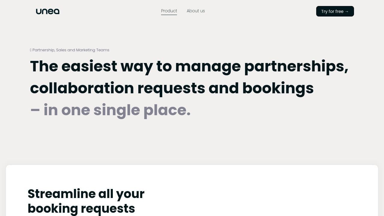 unea website screenshot