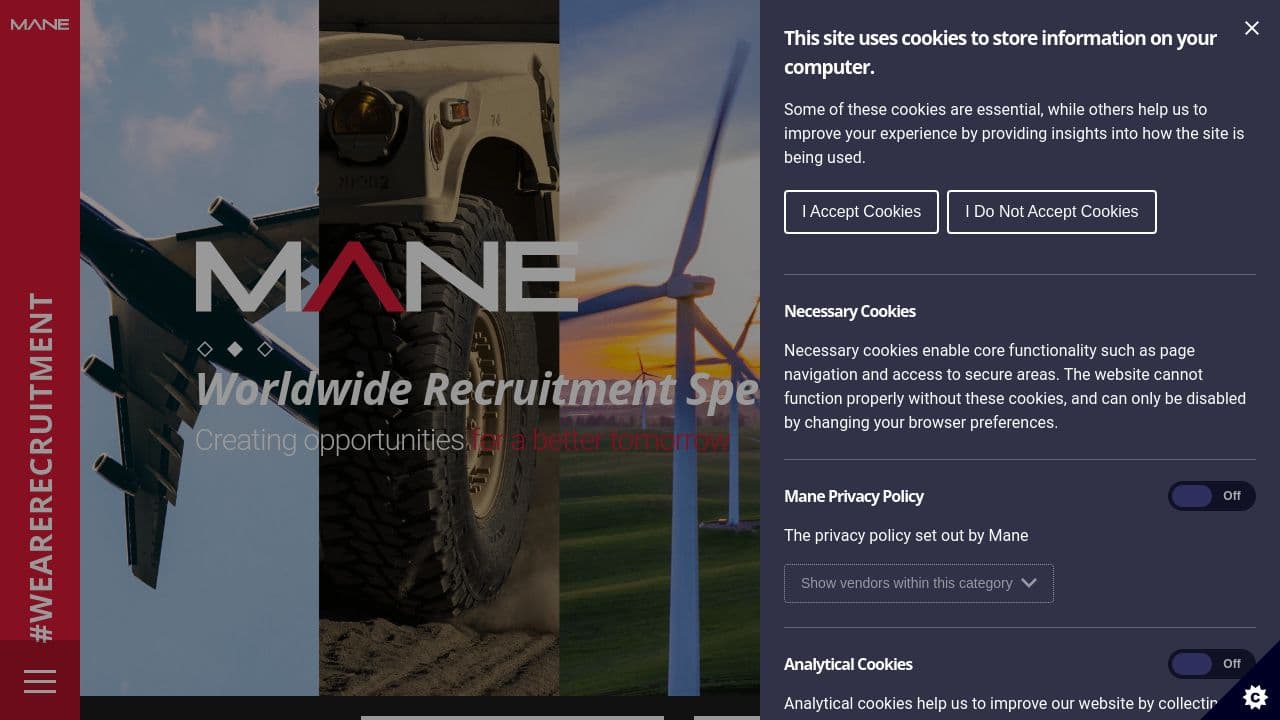Mane Contract Services website screenshot