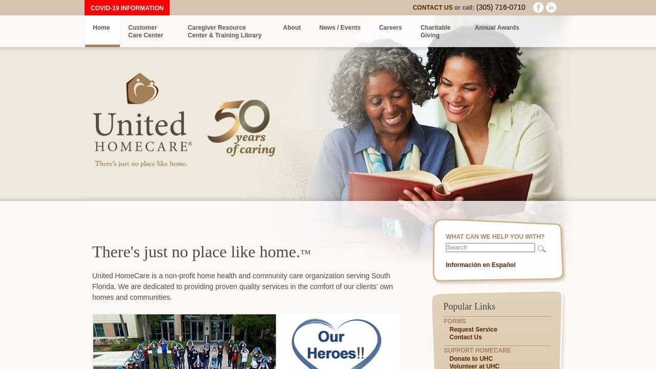 United HomeCare, Miami, Florida website screenshot