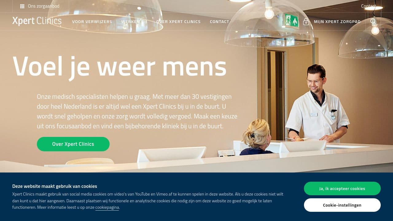 Xpert Clinics website screenshot