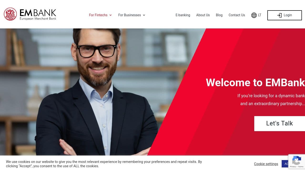 European Merchant Bank | EMBank website screenshot