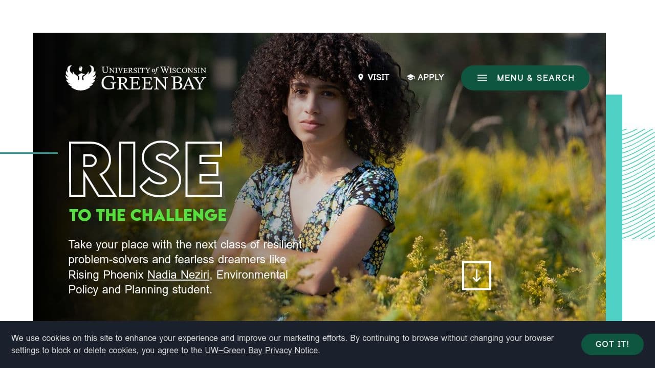 University of Wisconsin-Green Bay website screenshot