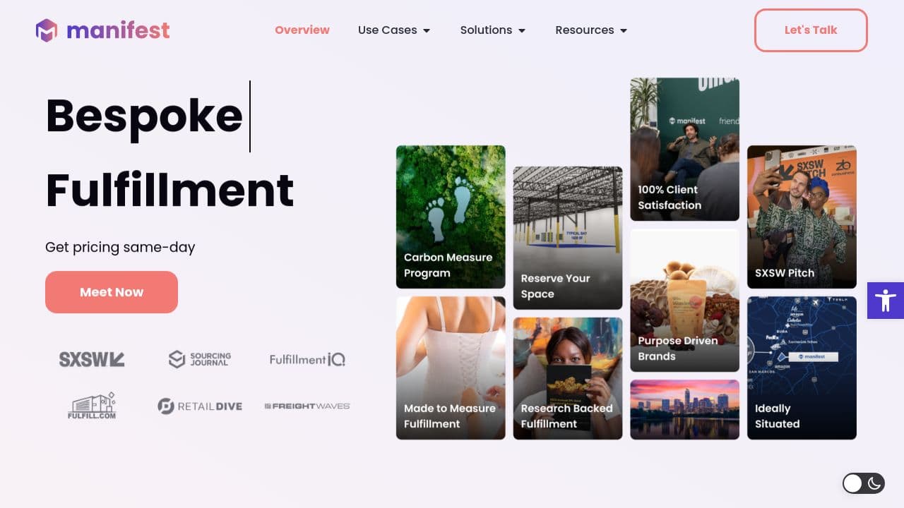 Manifest [Sustainable Ecommerce Fulfillment®] website screenshot