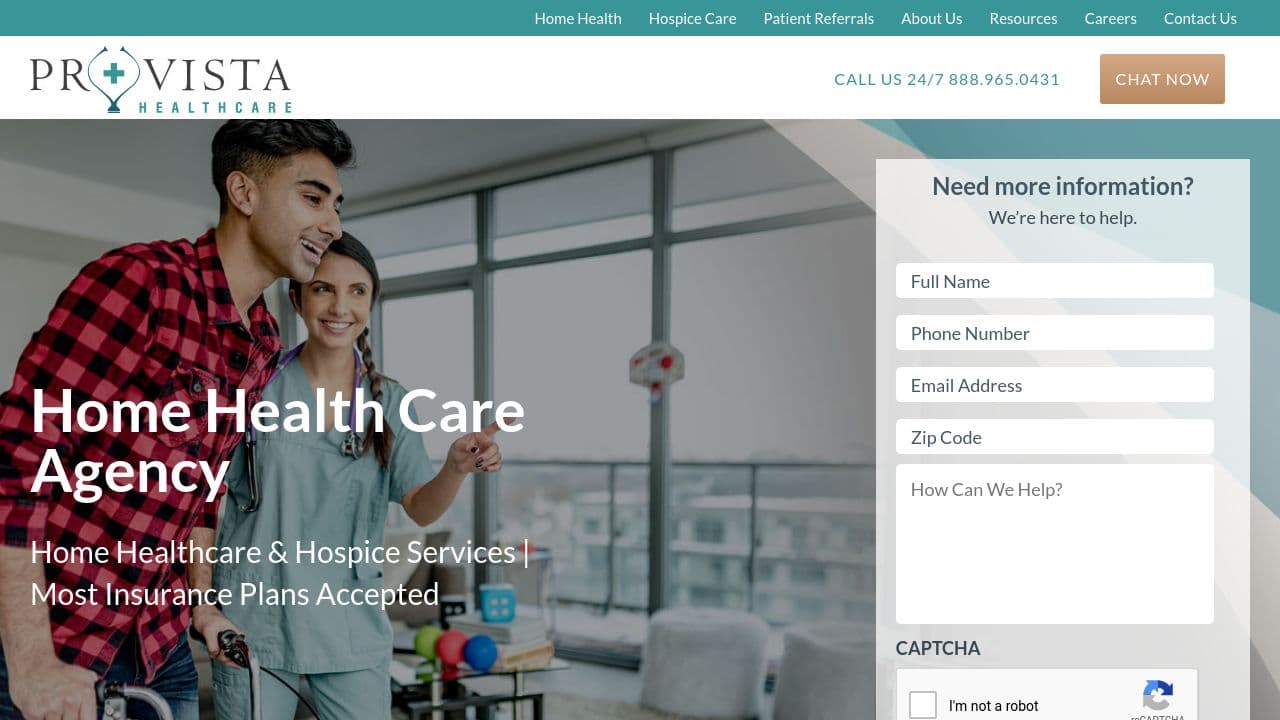 Provista Healthcare website screenshot