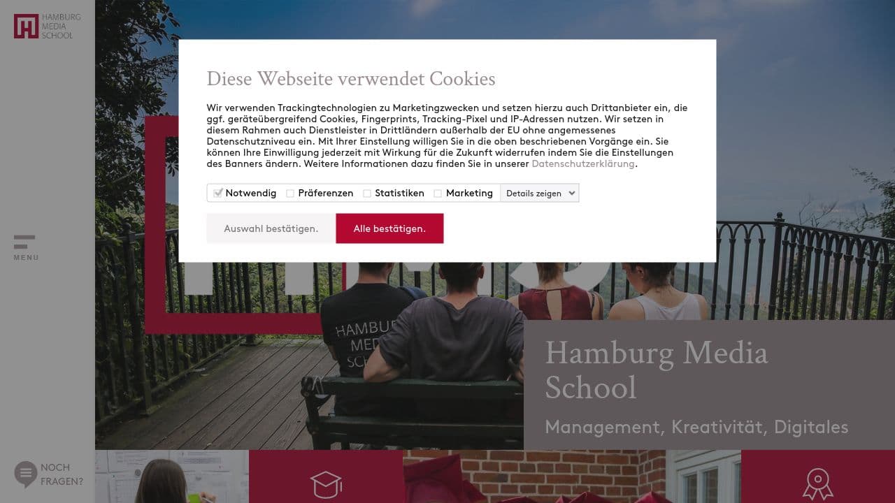 Hamburg Media School website screenshot
