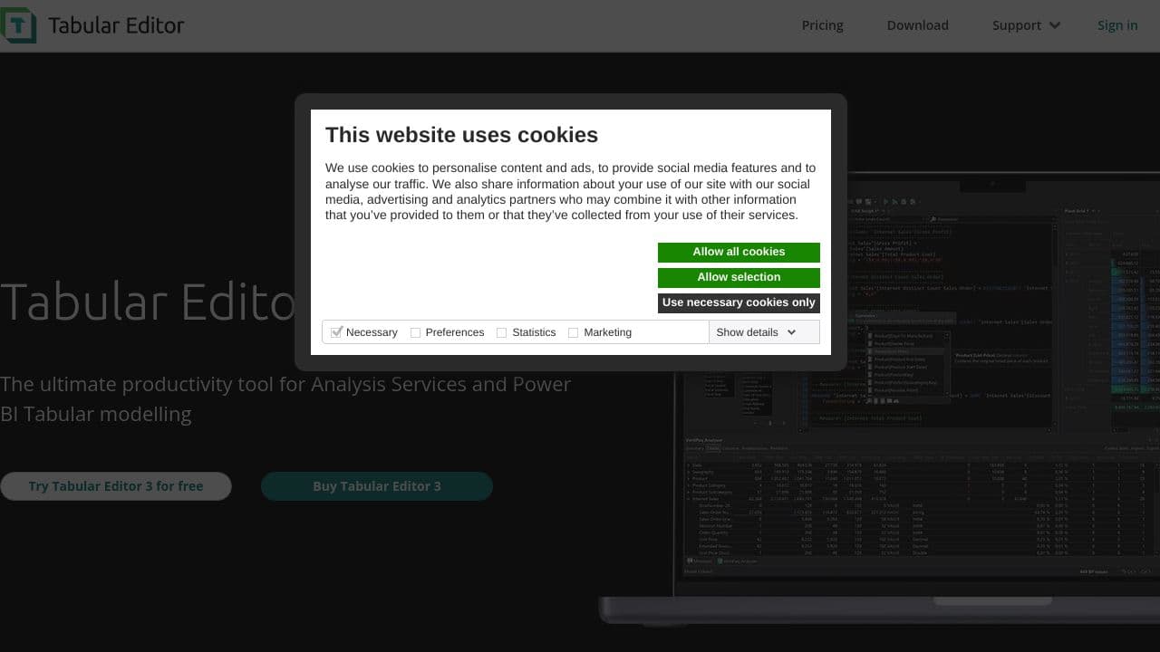 Tabular Editor website screenshot