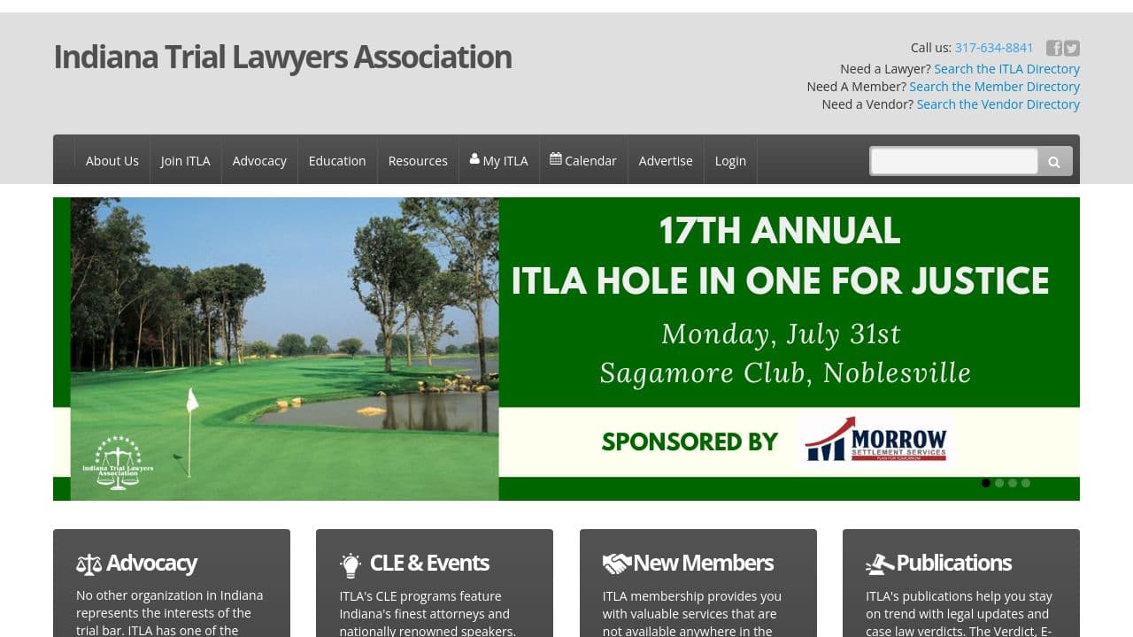 Indiana Trial Lawyers Association website screenshot