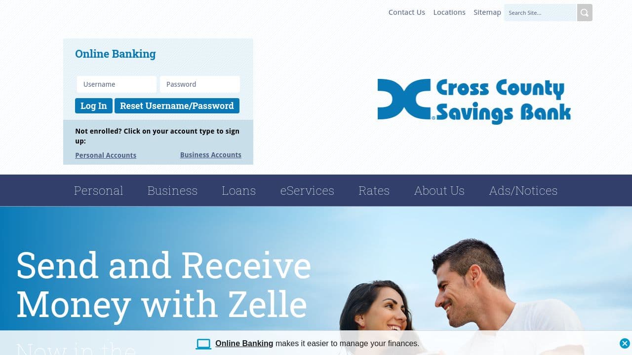 Cross County Savings Bank website screenshot