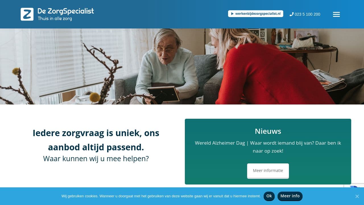 De ZorgSpecialist website screenshot