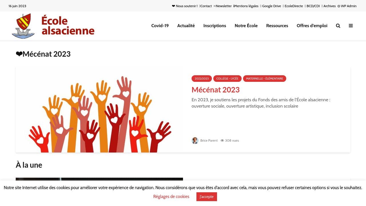 Ecole alsacienne website screenshot