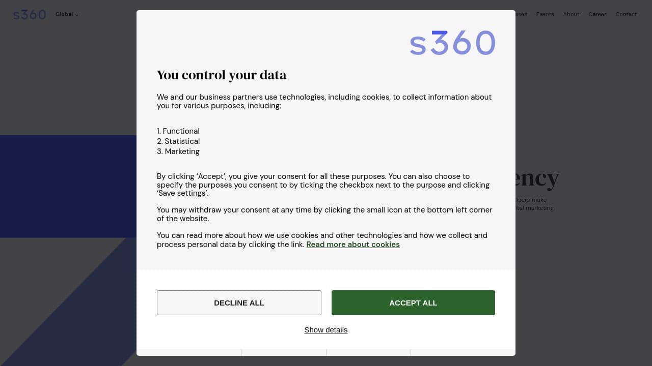 s360 website screenshot