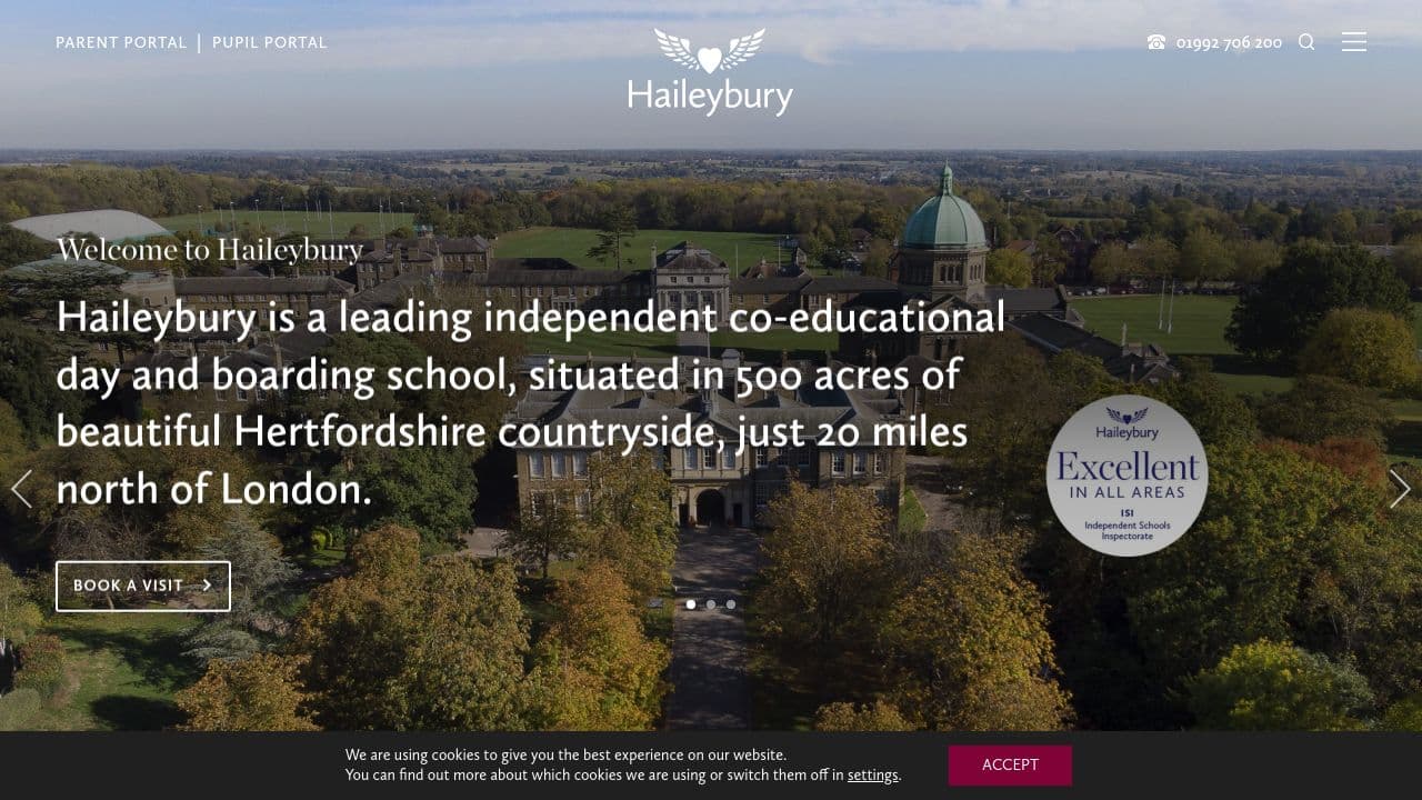 Haileybury UK website screenshot