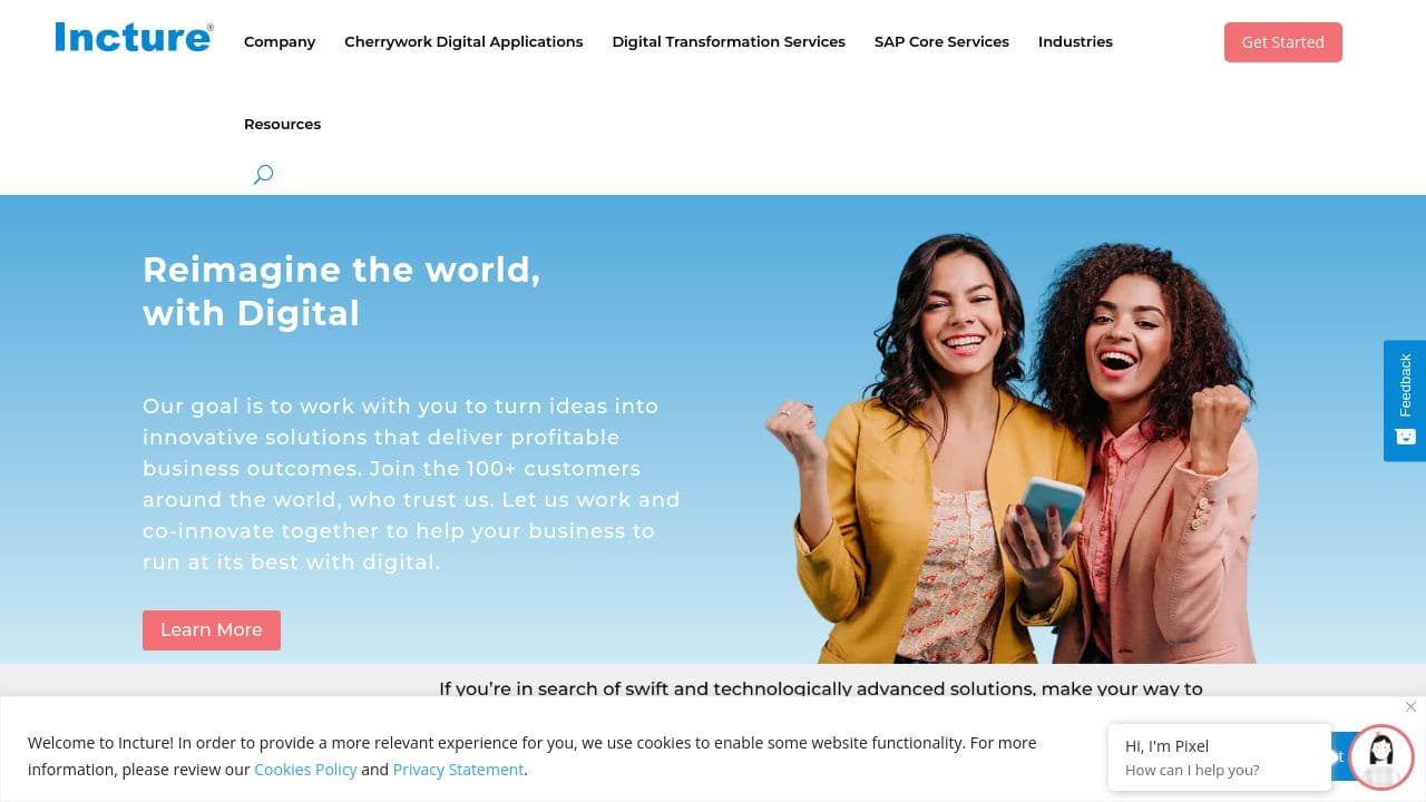 Incture website screenshot