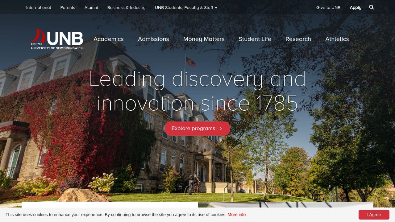 university of new brunswick website screenshot