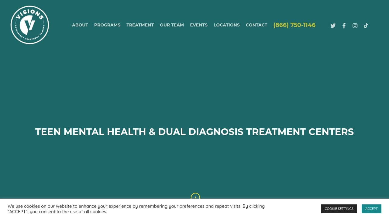 Visions Adolescent Treatment Centers website screenshot