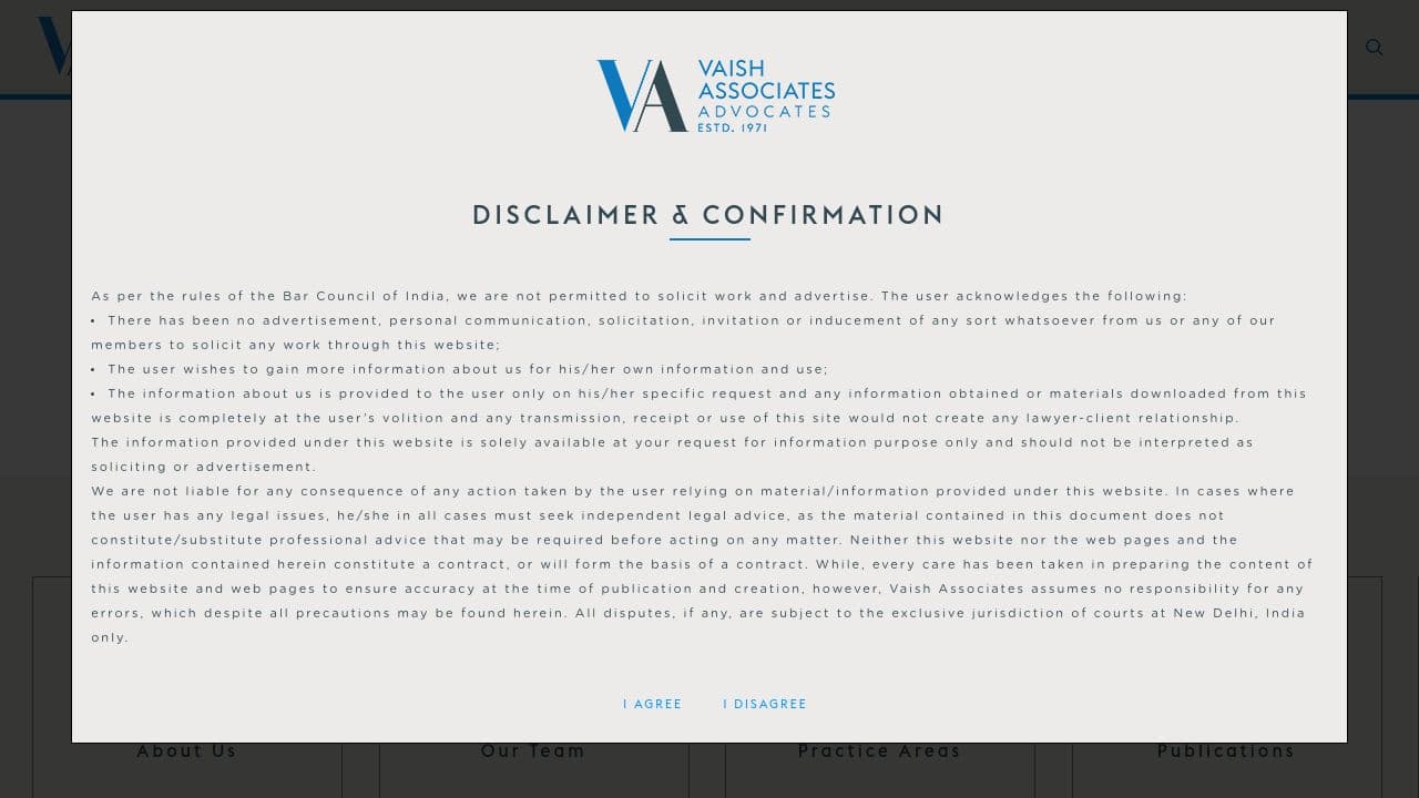 Vaish Associates Advocates website screenshot