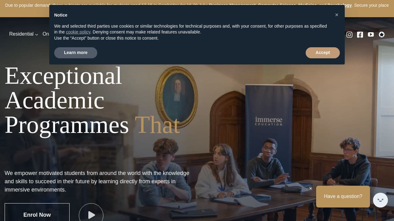 Immerse Education website screenshot