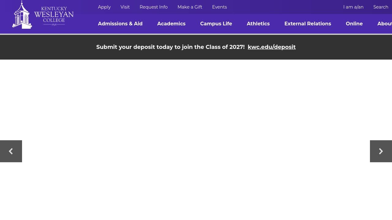 Kentucky Wesleyan College website screenshot