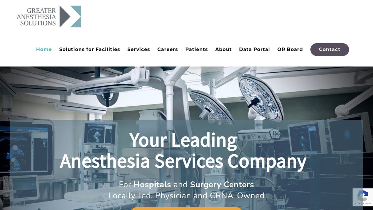 Greater Anesthesia Solutions website screenshot