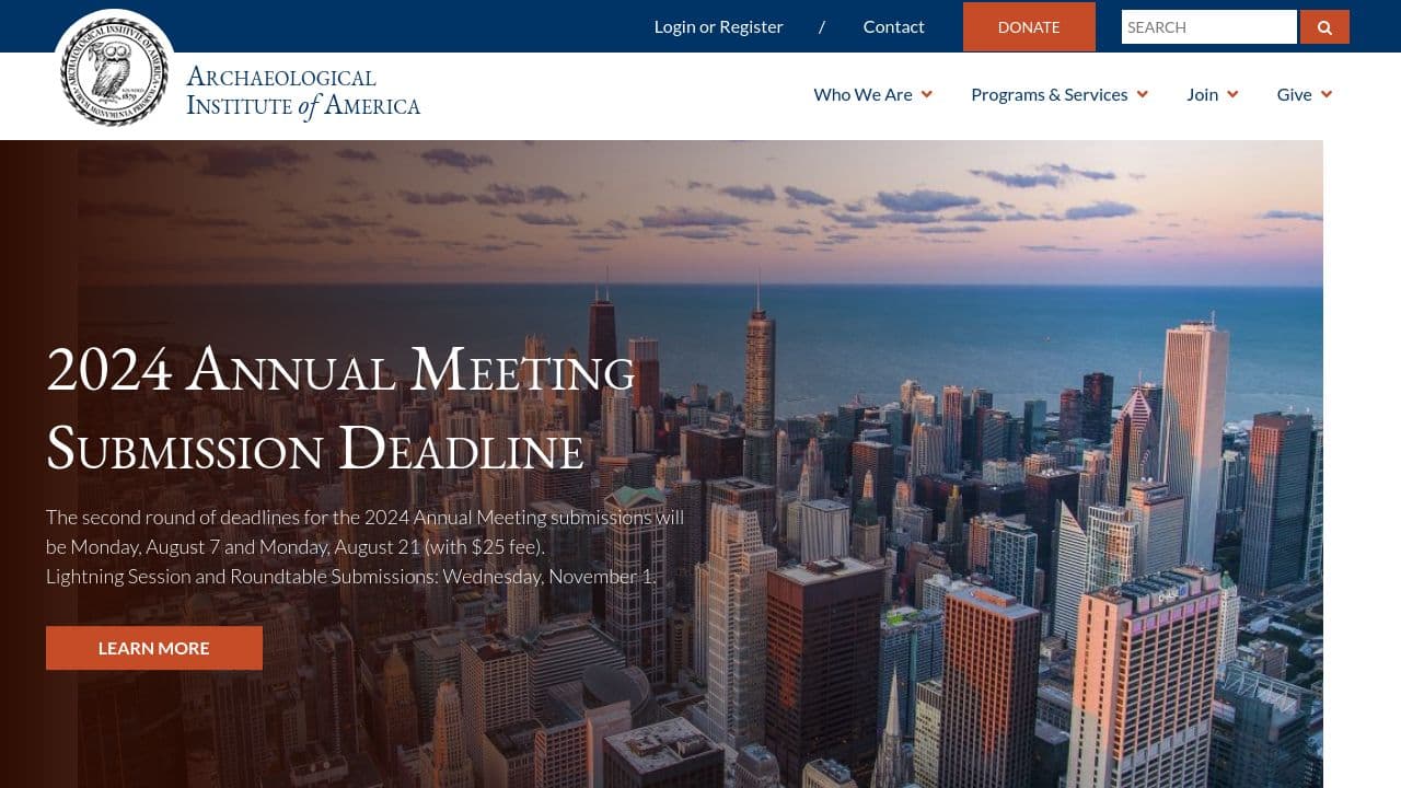 Archaeological Institute of America website screenshot