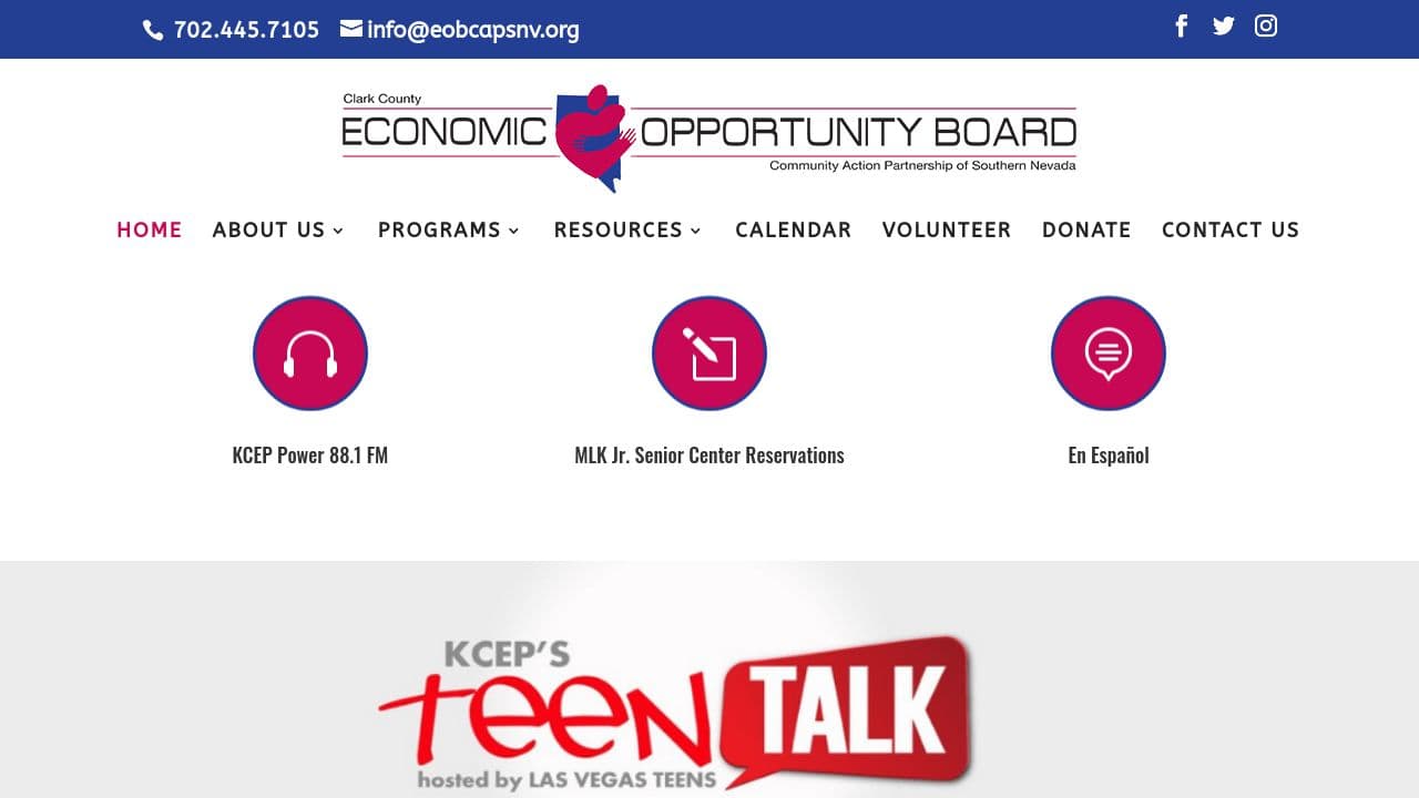 Economic Opportunity Board of Clark County website screenshot