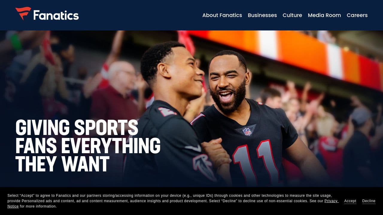 Fanatics Inc website screenshot