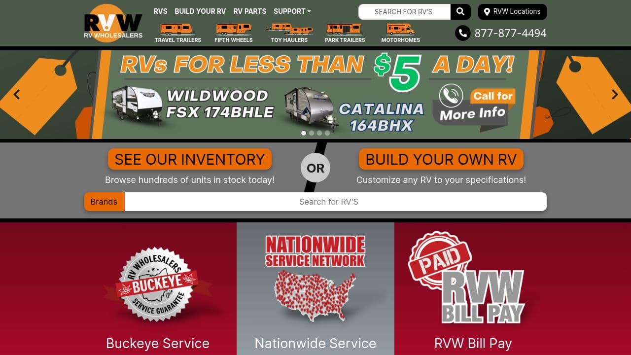 RV Wholesalers website screenshot