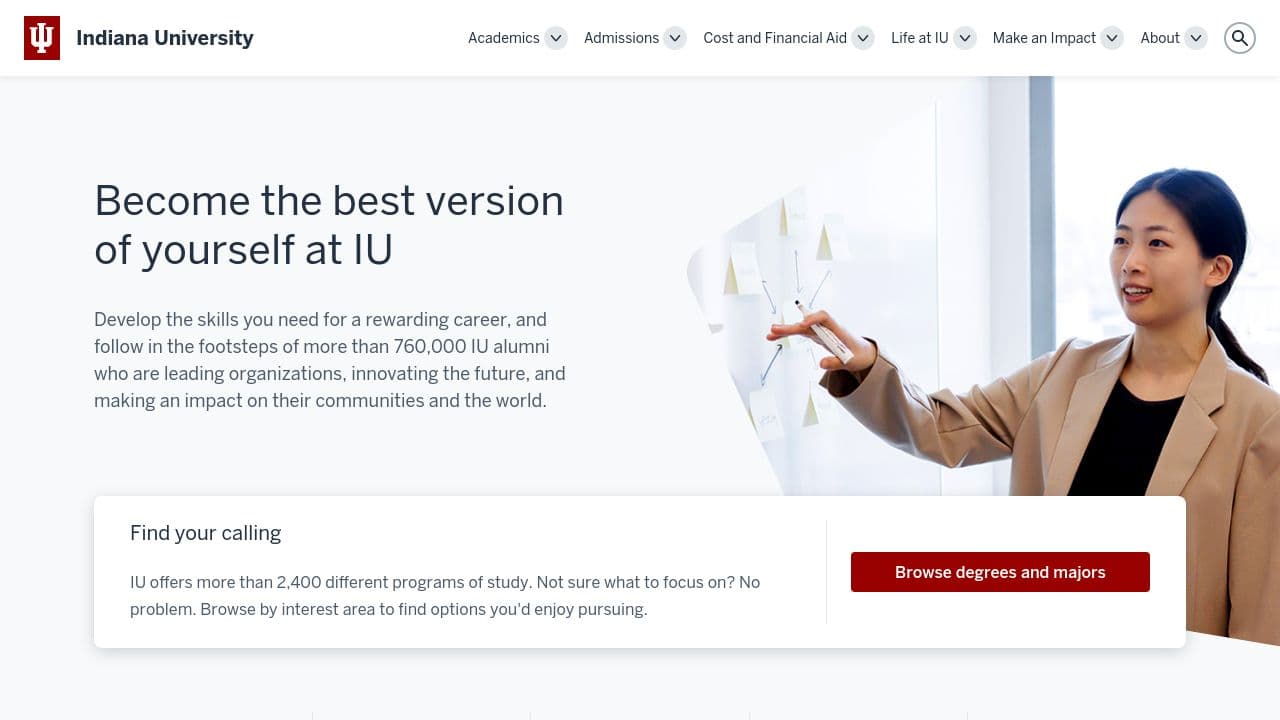 Indiana University Southeast website screenshot