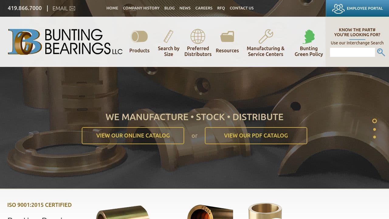 Bunting Bearings, LLC website screenshot