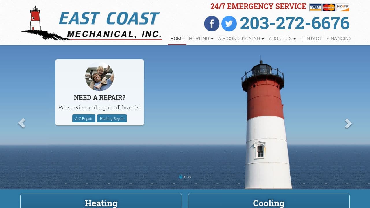 East Coast Mechanical, Inc website screenshot