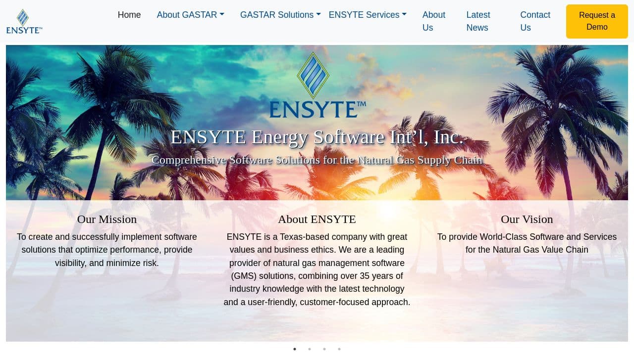 ENSYTE Energy Software International website screenshot