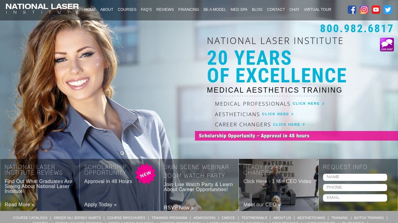 National Laser Institute website screenshot