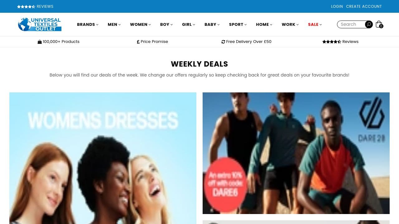 Universal Textiles website screenshot