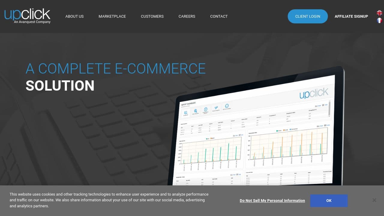 Upclick website screenshot